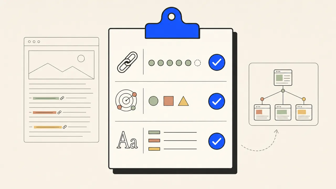 Diagram of a linked draft moving through editing, fact checking, quality gate, and publishing stages.
