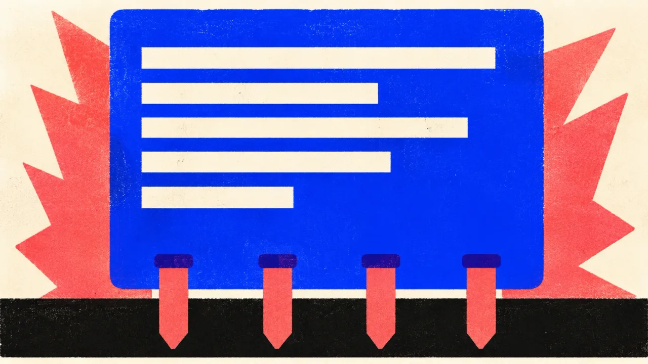 Diagram of an article card pinned down to a solid baseline by four supporting citation pins.