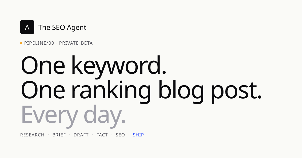 The SEO Agent · The AI SEO Tool That Ships Daily Articles…